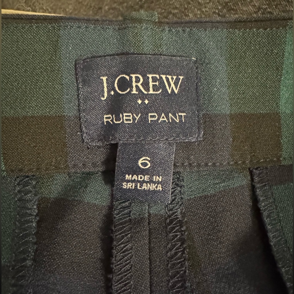 JCREW Ruby Black Watch Green Tartan Plaid Pants - Picture 2 of 4